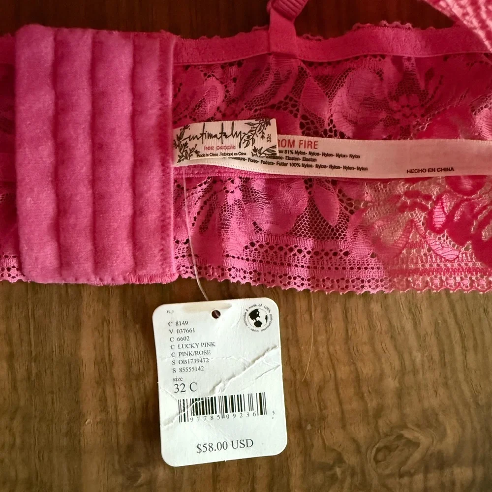 Free People Intimately Sorento Demi Longline Underwire Bra - Size 32C - Pink NWT